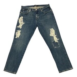 Ralph Lauren Women's Jeans Lace‎ Embellished Denim Pants SZ 10 W34/L28